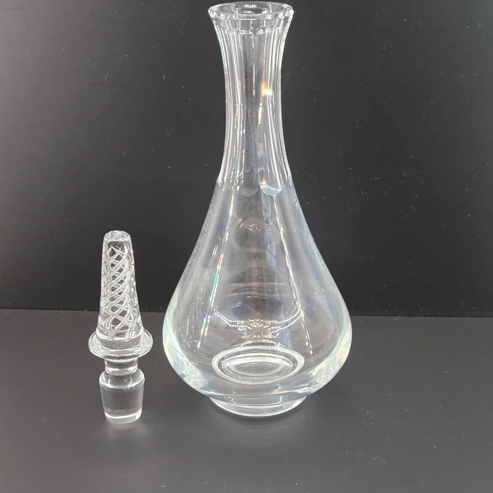 Stuart Crystal Air Twist Stopper Decanter Clear Glass Fluted Neck Vintage 15.5in